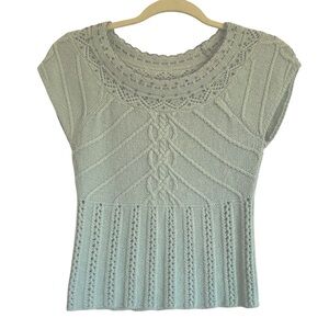 VTG ANTHROPOLOGIE MOTH ANGORA DELICATE KNIT RHINESTONE SWEATER SIZE SMALL